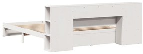 Cama com estante sem colchão 180x200 cm pinho maciço branco