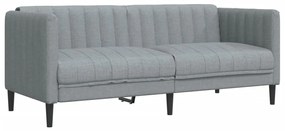 3 pcs conjunto de sofás tecido cinzento-claro