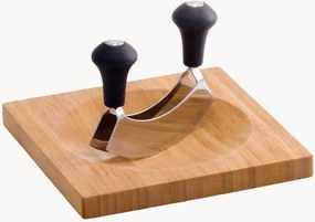 Tábua de cortar em bambu com faca mezzaluna Herb