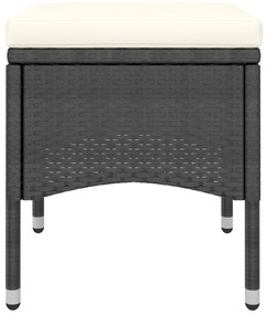 4 pcs conjunto de cadeiras e bancos de jardim vime PE preto