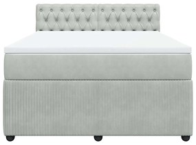 Cama com molas/colchão 140x190 cm veludo cinzento-claro
