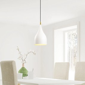 Candeeiro Suspenso Saglam – Branco/Preto – Diâmetro 25 cm, Altura 137