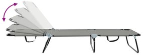 Espreguiçadeira Dobrável 2 pcs Cinza em tecido Oxford 600D