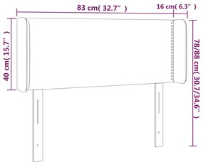 Cabeceira cama c/ luzes LED veludo 83x16x78/88cm cinza-escuro
