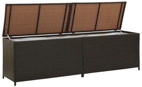 Caixa de arrumação para jardim 200x50x60 cm vime PE castanho