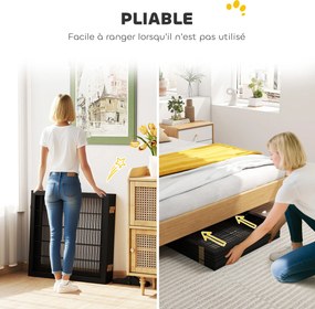 Barreira de segurança para cães 432 x 36 x 70 cm barreira dobrável de 6 painéis com pés amovíveis, preta