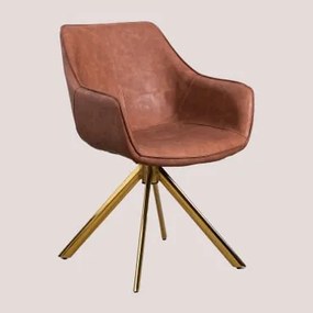 Cadeira de jantar em couro sintético Lucy Caramelo & Dourado - Sklum