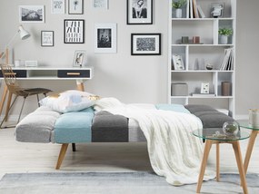 Sofá-cama de 3 lugares em tecido patchwork cinzento e azul INGARO Beliani
