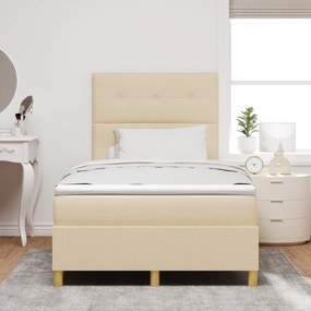 Cama com molas e colchão &amp; LED creme 120x190 cm de tecido