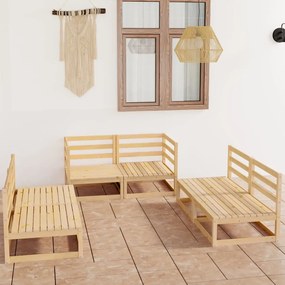 vidaXL 6 pcs conjunto lounge de jardim pinho maciço