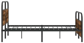 Estrutura de cama sem colchão 140x190 cm metal carvalho fumado