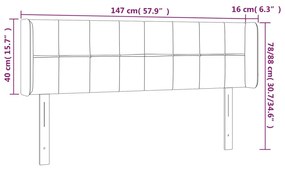 Cabeceira de cama c/ abas tecido 147x16x78/88 cm cinzento-claro