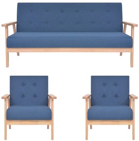 3 pcs conjunto de sofás tecido azul