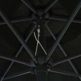 Guarda-sol de jardim c/ luzes LED/poste alumínio 270 cm preto