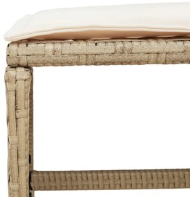 11 pcs conjunto de jantar p/ jardim com almofadões vime PE bege