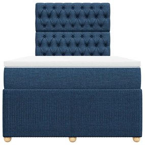 Cama boxspring com colchão 120x190 cm tecido azul