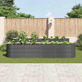 Canteiro elevado de jardim aço galvanizado 400x80x81cm cinzento