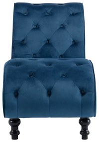 Chaise Longue Elia em Veludo -  Azul - Design Vintage