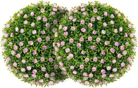 Conjunto de 2 bolas plantas artificiais 37 cm Bolas decorativas falsas com flores cor-de-rosa Verdes e rosas