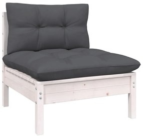 11 pcs conj. lounge de jardim c/ almofadões pinho maciço branco