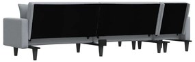 Sofá-cama em forma de L 275x140x70 cm tecido cinzento-claro