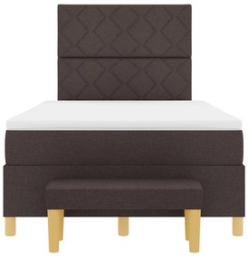 Cama Box Spring com Colchão e Banco Castanho Escuro 120x190 cm Tecido