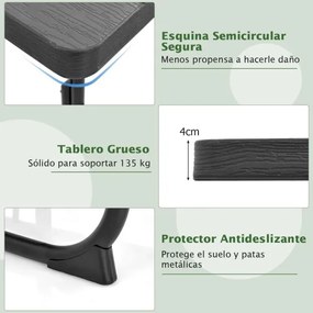 Conjunto de moveis jardim Mesa redonda e 4 bancos para 8 pessoas Carga 225 kg para jardim terraço campismo Preto