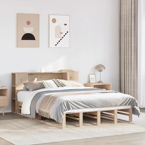 vidaXL Cama com estante sem colchão 120x200 cm madeira maciça