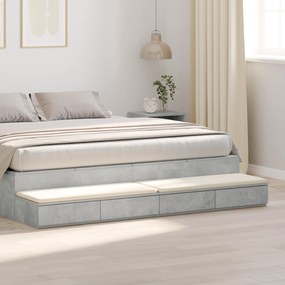 Gavetas para cama vidaXL Cinza Concreto 200x36,5x16,5 cm Madeira de Engenharia