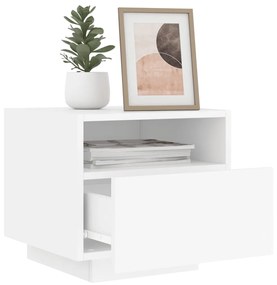 Mesa de cabeceira com luzes LED 40x39x37 cm branco