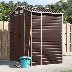 vidaXL Abrigo de jardim 191x130x198 cm aço galvanizado castanho
