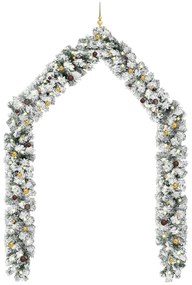3077824 vidaXL Grinalda de Natal com luzes LED e bolas 10 m PVC verde