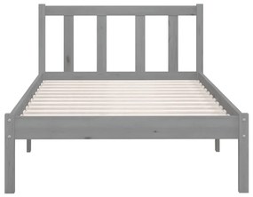 Estrutura de cama pequena solteiro 75x190 cm pinho maciço cinza