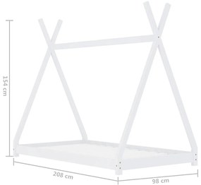 Estrutura de cama para crianças 90x200 cm pinho maciço branco
