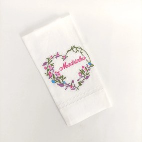 Toalha de Banho Linho JOL Coração com Ponto Aberto Personalizável
