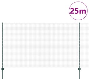 Cerca de Arame Soldado com 11 Postes em U Verde 1.4x25 m Aço