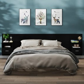 vidaXL Mesas de cabeceira montagem na parede 2 pcs preto