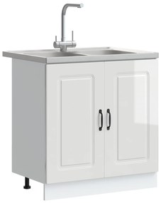 Armário de Cozinha vidaXL "Kalmar" com Pias Duplas em Alto Brilho Bran
