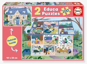 Puzzle 2 x 100 peças int/ext casa Educa multicolor