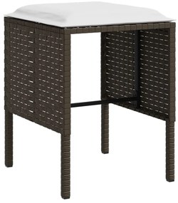 5 pcs conjunto sofás formato L c/ almofadões vime PE castanho