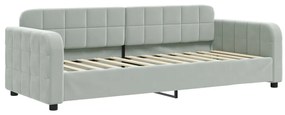 Sofá-cama c/ gavetão e colchões 80x200 cm veludo cinzento-claro