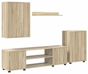 vidaXL Conjunto de móvel de TV Montado na parede 4 pcs Carvalho Sonoma