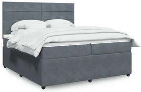 Cama com molas/colchão 200x200 cm veludo cinzento-escuro