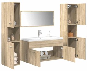 vidaXL 5 pcs conj. móveis casa banho derivados madeira carvalho sonoma