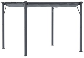 Outsunny Pérgola de Jardim 300x300x223 cm com Toldo de Poliéster Retrátil e Estrutura de Alumínio para Exterior Pátio Cinzento | Aosom Portugal