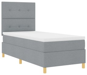 Cama Box Spring com Colchão Cinza Claro 90x200 cm Tecido