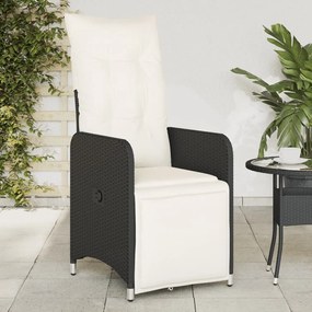 vidaXL Cadeiras de jardim reclináveis c/ almofadões 2pcs vime PE preto