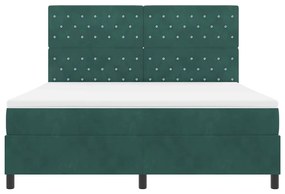 Cama Box Spring vidaXL com Colchão &amp; LED Verde Escuro 180x200 cm Velud