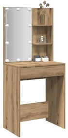 Toucador com luzes LED 60x40x140 cm cor carvalho artisiano