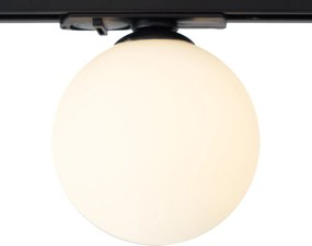 Sistema de iluminação de trilho oval moderno preto com 3 luzes pendentes e 2 luzes de teto brancas monofásico - Iconic Perle